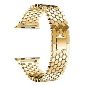 Gpack Apple Watch SE 44 mm Metal Bal Peteği Desen Renkli KRD 30 Siyah Kordon