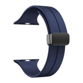 Gpack Apple Watch Series 3 4 5 44 mm KRD84 Siyah Ayalanabilir Mıknatıslı Mat Silikon Kordon