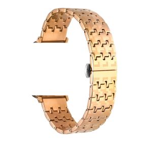 Gpack Apple Watch Series 3 4 5 44 mm KRD86 Gümüş Metal Zigzag Fit Tasarım Desenli Kordon
