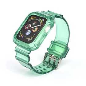 Gpack Apple Watch Series 3 4 5 6 40 mm Kalın Silikon Saatle Birleşik Turkuaz Kordon