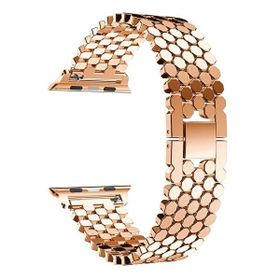 Gpack Apple Watch Series 4 5 40 mm KRD 30 Metal Bal Peteği Desen Renkli Bronz Kordon