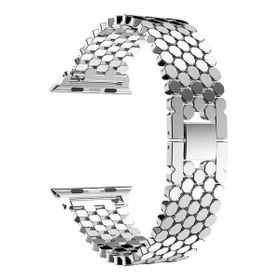 Gpack Apple Watch Series 4 5 44 mm Metal Bal Peteği Desen Renkli KRD 30 Gold Kordon