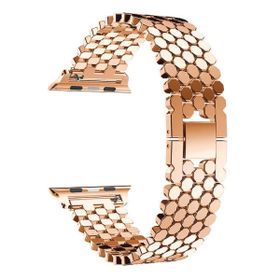 Gpack Apple Watch Series 4 5 44 mm Metal Bal Peteği Desen Renkli KRD 30 Gold Kordon