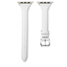 Gpack Apple Watch Series 4 5 KRD 28 42 mm Deri Renkli İnce Tasarım Beyaz Kordon