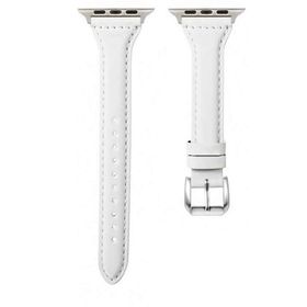 Gpack Apple Watch Series 4 5 KRD 28 42 mm Deri Renkli İnce Tasarım Beyaz Kordon