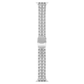 Gpack Apple Watch Series 8 41 mm KRD54 Siyah Mat Parlak Şerit Bakla Desenli Kordon
