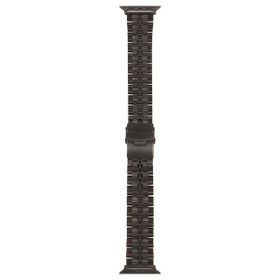Gpack Apple Watch Series 8 41 mm KRD54 Siyah Mat Parlak Şerit Bakla Desenli Kordon