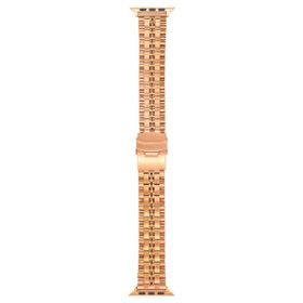 Gpack Apple Watch Series 8 41 mm KRD54 Siyah Mat Parlak Şerit Bakla Desenli Kordon