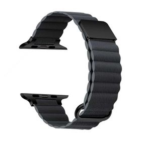 Gpack Apple Watch Series 8 41 mm KRD78 Siyah Strap Metal Toka PU Deri Kordon