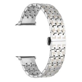Gpack Apple Watch Series 8 41 mm KRD86 Siyah Metal Zigzag Fit Tasarım Desenli Kordon