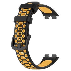 Gpack Huawei Band 8 Sarı Delikli Çift Renk Silikon Kordon