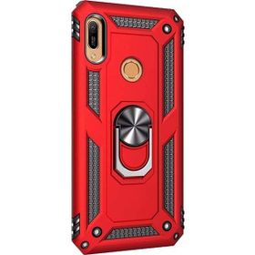 Gpack Huawei Honor 8a Vega Standlı Yüzüklü Mıknatıslı Nano Ekran Koruyucu Kalem Kırmızı Cep Telefonu Kılıf