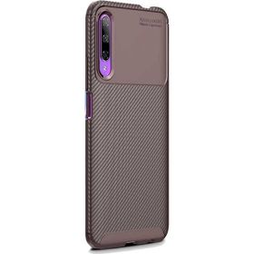 Gpack Huawei P Smart Pro 2019 Negro Karbon Dizayn Kahverengi Silikon Cep Telefonu Kılıf