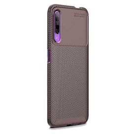 Gpack Huawei P Smart Pro 2019 Negro Karbon Dizayn Kahverengi Silikon Cep Telefonu Kılıf