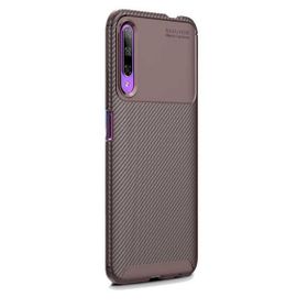 Gpack Huawei P Smart Pro 2019 Negro Karbon Dizayn Kahverengi Silikon Cep Telefonu Kılıf