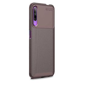Gpack Huawei P Smart Pro 2019 Negro Karbon Dizayn Kahverengi Silikon Cep Telefonu Kılıf