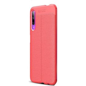 Gpack Huawei P Smart Pro 2019 Niss Deri Görünümlü Kırmızı Silikon Cep Telefonu Kılıf