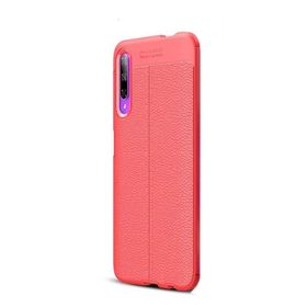 Gpack Huawei P Smart Pro 2019 Niss Deri Görünümlü Kırmızı Silikon Cep Telefonu Kılıf