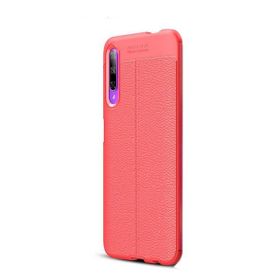 Gpack Huawei P Smart Pro 2019 Niss Deri Görünümlü Kırmızı Silikon Cep Telefonu Kılıf