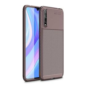 Gpack Huawei P Smart Z Negro Karbon Dizayn Nano Glass Kahverengi Silikon Cep Telefonu Kılıf