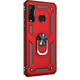 Gpack Huawei P30 Lite Vega Standlı Yüzüklü Mıknatıslı Kırmızı Kılıf