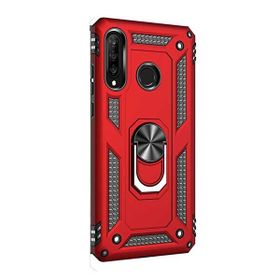 Gpack Huawei P30 Lite Vega Standlı Yüzüklü Mıknatıslı Kırmızı Kılıf