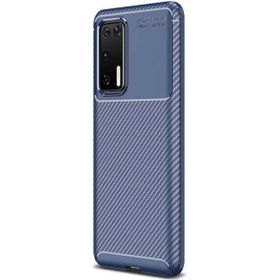 Gpack Huawei P40 Lite E Negro Karbon Dizayn Silikon Lacivert Kılıf