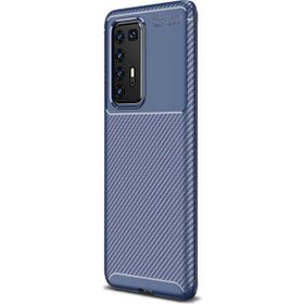 Gpack Huawei P40 Pro Negro Karbon Dizayn Silikon Lacivert Kılıf