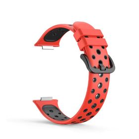 Gpack Huawei Watch Fit 2 Delikli Silikon Birebir HS 19 Kırmızı Kordon