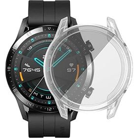 Gpack Huawei Watch GT2 46 mm Önü Kapalı Şeffaf Silikon Renksiz Renkli Kordon