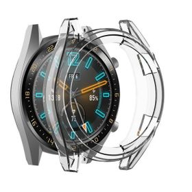 Gpack Huawei Watch GT2 46 mm Önü Kapalı Şeffaf Silikon Renksiz Renkli Kordon
