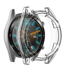 Gpack Huawei Watch GT2 46 mm Önü Kapalı Şeffaf Silikon Renksiz Renkli Kordon