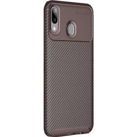 Gpack Huawei Y6 2019 Negro Karbon Dizayn Kahverengi Silikon Kılıf