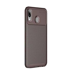 Gpack Huawei Y6 2019 Negro Karbon Dizayn Kahverengi Silikon Kılıf