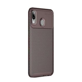 Gpack Huawei Y6 2019 Negro Karbon Dizayn Kahverengi Silikon Kılıf
