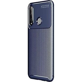 Gpack Huawei Y6P Negro Karbon Dizayn Silikon Nano Glass Lacivert Kılıf