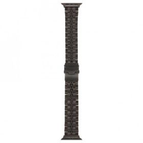 Gpack KRD54 Apple Watch 4 5 38 mm Siyah Mat Parlak Şerit Bakla Desenli Kordon