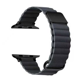 Gpack KRD78 Apple Watch Series 3 4 5 44 mm Siyah Strap Metal Toka Pu Deri Kordon