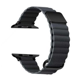 Gpack KRD78 Apple Watch Series 6 44 mm Siyah Strap Metal Toka PU Deri Kordon