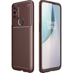 Gpack Oneplus Nord N100 Negro Karbon Dizayn Silikon Kahverengi Kılıf