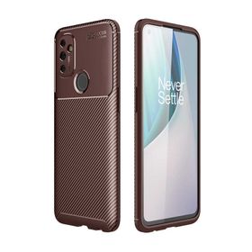 Gpack Oneplus Nord N100 Negro Karbon Dizayn Silikon Kahverengi Kılıf