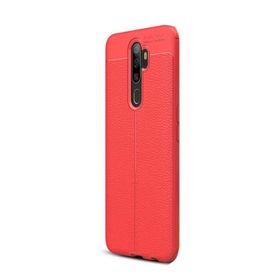 Gpack Oppo A5 2020 Niss Deri Görünümlü Nano Glass Kırmızı Silikon Cep Telefonu Kılıf