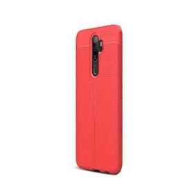 Gpack Oppo A5 2020 Niss Deri Görünümlü Nano Glass Kırmızı Silikon Cep Telefonu Kılıf
