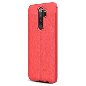 Gpack Oppo A5 2020 Niss Deri Görünümlü Nano Glass Kırmızı Silikon Cep Telefonu Kılıf