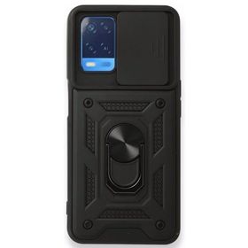 Gpack Oppo A54 4G Tank Aramid Sürgülü Vega Yüzüklü Nano Siyah Kılıf