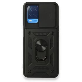 Gpack Oppo A54 4G Tank Aramid Sürgülü Vega Yüzüklü Siyah Kılıf