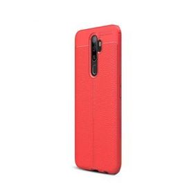 Gpack Oppo A9 2020 Niss Deri Görünümlü Nano Glass Kırmızı Silikon Cep Telefonu Kılıf