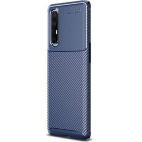 Gpack Oppo Reno 3 Pro Negro Karbon Dizayn Silikon Lacivert Kılıf