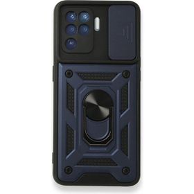 Gpack Oppo Reno 5 Lite Tank Aramid Sürgülü Vega Yüzüklü Lacivert Kılıf