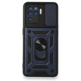 Gpack Oppo Reno 5 Lite Tank Aramid Sürgülü Vega Yüzüklü Lacivert Kılıf
